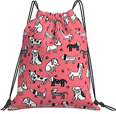Klapprucksack Rosa Korallen Helle Girly Haustier Hund Welpe Reiserucksack Gemustert Gym Bag Unisex Turnbeutel Mit Kordelzug Für Mädchen, Schwimmen, Jungen, 36X42Cm