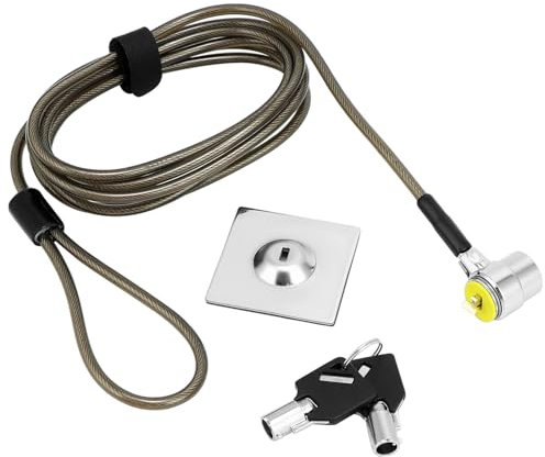 QWORK® Laptop Padlock, 2M Steel Cable Laptop Lock, Tablet Security Lock with Keys, for Laptop, Tablet