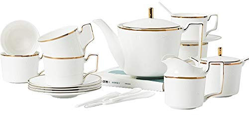 ZXXHNNAIHG Juego de té, Tazas y platillos de Porcelana China, Taza de cerámica, Regalo de Boda, Seis cucharaditas para Uso doméstico, Juego de 21 Tazas de café inglesas, Juego de Tazas de té