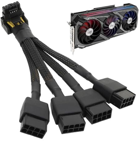 Adaptador PCIE de 90 grados, adaptador 12VHPWR, cable GPU de 16 pines PCIE 4.0 4X8 pines | Cable de extensión GPU, adaptador de ángulo recto, cable de conector GPU para adultos mujeres, hombres