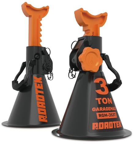 ROADTEK Jack Stands, 3 Ton (6,000 lbs) Heavy Duty Car Jack Stands with Integrated Steel Base and Double Locking, 11-1/4 to 16-9/16 inch Adjustable Height, for SUV, Truck, and Car, 1 Pair