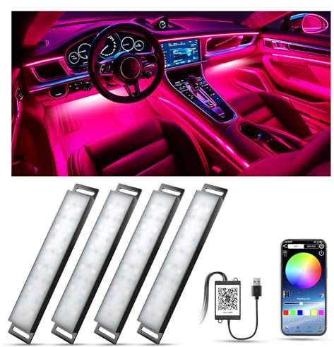 YiLaie Car LED Interior Lights, LED Atmosphere Light with APP Control and 16 Million Colours, USB Port, Music Mode, Colour Memory, Car Stuff, Ambient Lighting, DC 5V