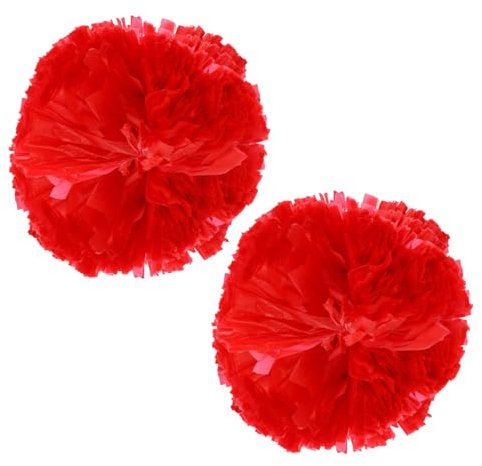 TOYANDONA 2stücke Cheerleader Pom Poms Pe Rot Mit Stabilem Für Und Sportevents Leicht Und Langlebig Für Schulwettkämpfe Und -veranstaltungen