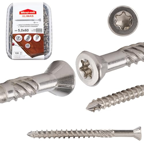 KLIMAS Terrassenschrauben Edelstahl A2 – 5 x 60 mm - 100 Stück