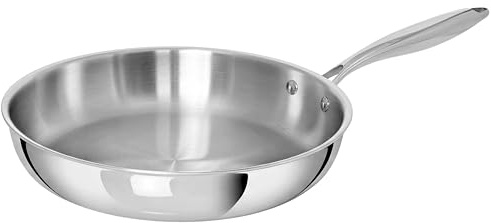 TeCuisine – Poêle Inox 18/10 Triply – 30 cm – Sans Revêtement – Sans PFAS, PFOA, PTFE – Compatible Tous Feux Dont Induction – Manche Riveté Froid – Cuisson Saine et Durable