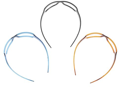TOYZFRIENDY Lot de 3 Bandeaux Créatifs Lavage du Visage, Bandeau Résistant en Tissu Oxford, Taille Unique, pour Femmes, Coiffure Pratique Quotidien, Couleurs Noir, Bleu et Marron Foncé
