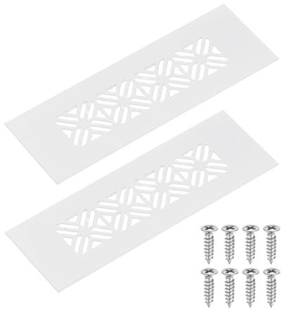 QUARKZMAN 2pcs Grille de Ventilation Rectangulaire en Alliage d'Aluminium, 150x50mm Couvercle de Grille Aération Ajourée avec Vis Montage pour Porte Armoire Penderie Placard Chambre, Blanc