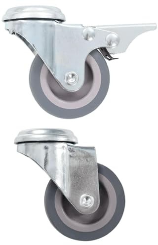 Mangloder 24 robusta hjul med rygghål 50 mm för transportutrustning, verkstad, industrilagermöbler, kan belastas upp till 35 kg, tyst, stötsäker, med bromsar, hållbart material