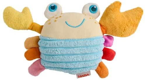 HABA Ratterfigur Krabbe - Babyspielzeug & Stoffspielzeug ab 6 Monate | Weicher Plüsch-Greifling mit Rattereffekt: Kinderwagen-Spielzeug & Geschenkidee zur Geburt
