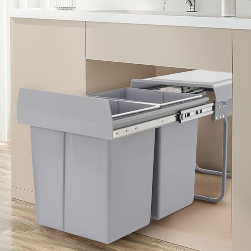 Goddlgjik Pattumiera da cucina da 20 l, da incasso, a 2 scomparti, 49 x 35 x 43 cm | Pattumiera estensibile con pratica maniglia, rimovibile, per casa, ristorante, ufficio, separazione dei rifiuti