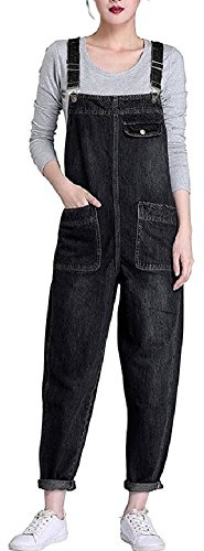 Lazutom Women's Loose Fit Casual Baggy Denim Bib Dungarees Overall
