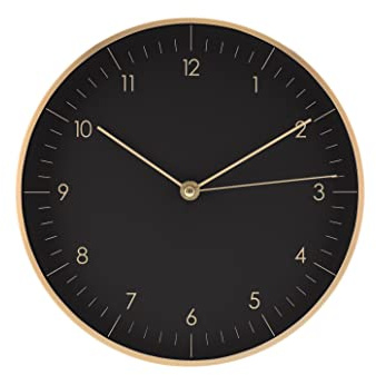 LUUK LIFESTYLE Moderne Quarz Wanduhr, Geräuschlos, 24,8cm, Schwarz & Gold | ohne Ticken, mit Sekundenzeiger, in skandinavischem Design, Deko Wohnung, Büro, Küchenuhr, Geschenk für Einzug