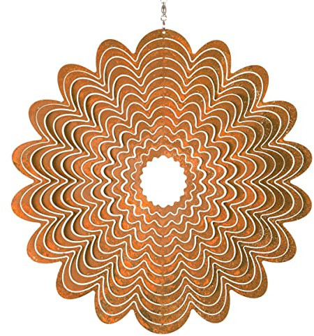 CIM Edelrost Windspiel - Blume 245 - Abmessung: Ø24,5cm - inkl. Kugellagerwirbel, Haken und Nylonschnur - attraktive Edelrost Dekoration