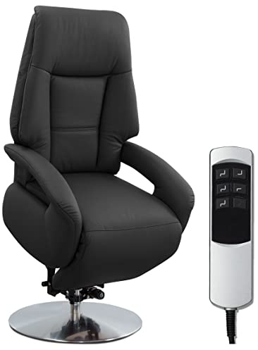 Cavadore Ledersessel Edinburgh / Fernsehsessel mit Aufstehhilfe, elektrisch verstellbarer Relaxfunktion / 2 E-Motoren / 74 x 114 x 77 / Echtleder: schwarz