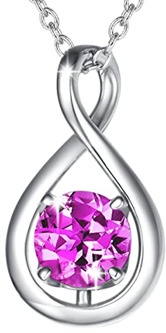 FANCIME 925 Sterling Silber Halskette Damen Infinity Anhänger Geburtsstein Kette Amethyst Februar Geburtsstein Valentinstag Jahrestag Geburtstag Weihnachten Schmuck Geschenk für Mutter Frauen