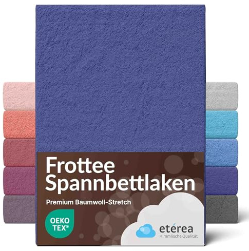 etérea Frottee Spannbettlaken 180x200–200x200 cm Marine – warmes Frottier-Spannbetttuch 80% Baumwolle 20% Polyester, kuscheliger Winter-Komfort mit Rundumgummi für Doppelbett, King-Size & Boxspring
