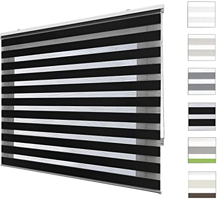 DECORESTOR Estores enrollables Noche y Dia a Medida 98 x 250 - Anchos Desde 40 a 180 cm Control Total de la luz, Negro Persianas enrollables para Ventanas y Puertas