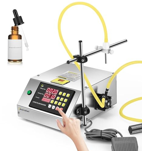 Moonshan Liquid Filling Machine 0.1-5 Fl Oz Peristaltic Pump Bottle Filler Machine Automatic Bottling Machine Digital Control for Cosmetic Oil, Essential Oil, Wine, Beverage, Lotion(Single Nozzle)