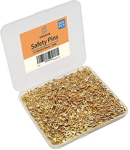 500PCS Safety Pins, 0.75Inch/19mm Small Safety pins, Rust Resistant Nickel Plated Steel Set for Crafting, Sewing, Rimming Fastening Clip Button for Garment Hang Tag (Gold)