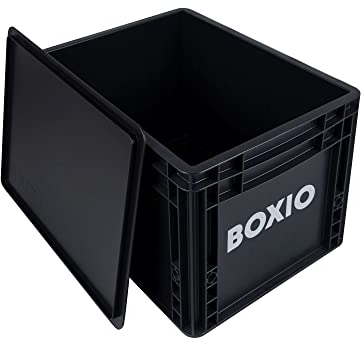 BOXIO – SOLO: Aufbewahrungsbox mit Deckel – Eurobox 40x30 x 28 cm – perfekte Plastikbox Transportkiste aus Kunstoff für Camping, Boot, Keller oder Garten - stapelbar mit anderen Euroboxen