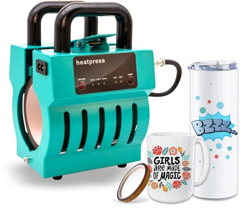 CAPTOK Mini Tassenpresse Maschine Mug Presse Heater Bedrucken Sublimationspresse 10 bis 15 Unzen (blau)