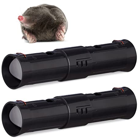 Relaxdays Set da 2 Trappole per Talpe, Dissuasore Cattura Topi Vivi, 2 Aperture di Controllo, Regolabile, Plastica, Nero