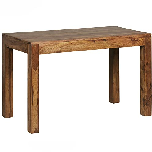 möbelando Esstisch Mumbai Massivholz Sheesham 120 cm Esszimmer-Tisch Holztisch Design Küchentisch Landhaus-Stil dunkel-braun