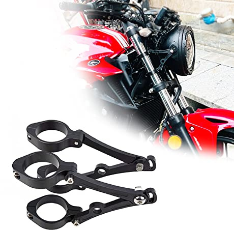 HARPUOU Motorcycle Headlight Bracket 51-54mm Black Headlamp CNC Fork Tube Side Mount Bracket for Most Motorbikes