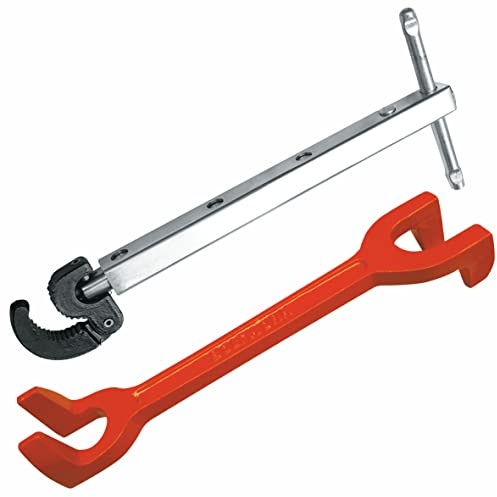 BOLTWORK 2PC Basin Wrench Set Pro Telescopic Hardened Forged Steel Jaws Capacity (10MM to 32MM) and Unbreakable Spheroidal Graphite Iron Casting,Proffessional &DIY use