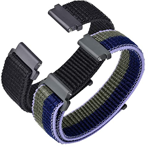ANNEFIT Nylon Sport Uhrenarmband 16mm 18mm 19mm 20mm 21mm 22mm 24mm, Schnellverschluss Verstellbare Aatmungsaktive Armband für Herren Damen (2 Stück)