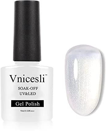 Vnicesli Vernis Semi Permanent Transparent Brillant Chatoyant Vernis à Ongles Jelly Translucide Paillettes Cristal Gelée Vernis à Ongles Gels Soak Off UV LED French Manucure Gel Ongle