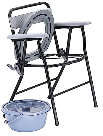 Chaise de toilette de chevet avec chaise percée, chaise de toilette pour personnes âgées avec dossier, chaise de toilette pliable et légère pour personnes handicapées, chaise de douche antidérapante