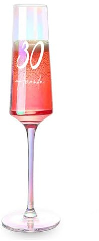Personalised 30th Birthday Iridescent Champagne Prosecco Glass Gift