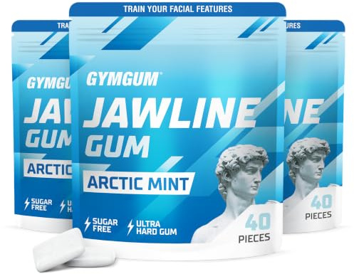 GYMGUM Jawline Gum – Gomme à mâcher dure pour la force de la mâchoire | Entraînez vos traits du visage – Mewing Jaw gum | Exerciseur ultime de la mâchoire | 0 calories et gomme dure sans sucre (120