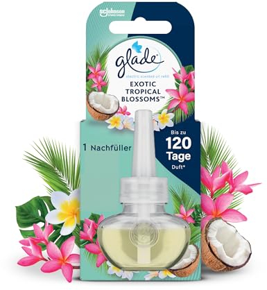Glade electric scented oil Nachfüller, elektrischer Raumduft Duftstecker mit Duftöl, Exotic Tropical Blossoms, 1er Pack (1 x 20 ml)