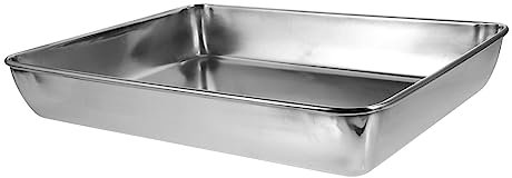OFFSCH Bassine de Bain pour Oiseaux en Métal Inoxydable, Récipient Rectangulaire 41x32 Cm, Accessoire pour Pigeons et Perruches, Baignade en Cage, Soin et Hygiène des Oiseaux