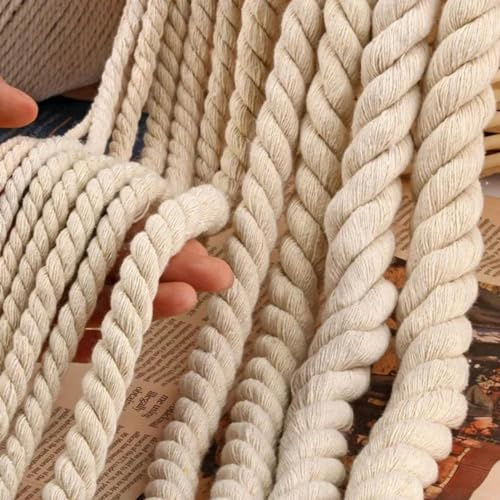Natürlicher weißer Wandteppich aus Baumwollseil, handgewebt, dreisträngiges Baumwollseil in verschiedenen Spezifikationen von 1,5 mm bis 20 mm, 20 mm x 2 Meter