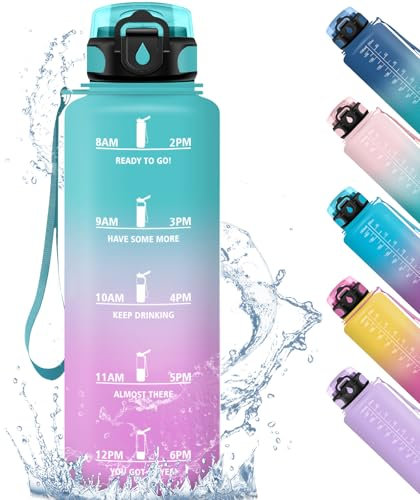 HoneyHolly Borraccia Palestra 1,5 Litri, Sportiva Prova di Perdite, Borraccia Motivazionale, Sportiva Tempo, con Filtro, per Scuola, Ufficio, Studio, Fitness