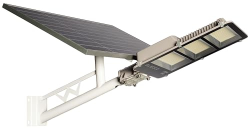 ELEDCO Farola Solar 200W, Foco LED, Panel Solar Orientable, Control Remoto, Sensor de Movimiento (Luz Neutra 4000K, 200 Vatios)