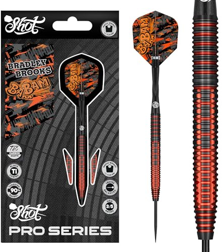 Shot! - Bradley Brooks Steeldartpfeile | 90% Tungsten | 23g Gewicht | Präzise Spieler-Darts | Ideal für Dartspieler