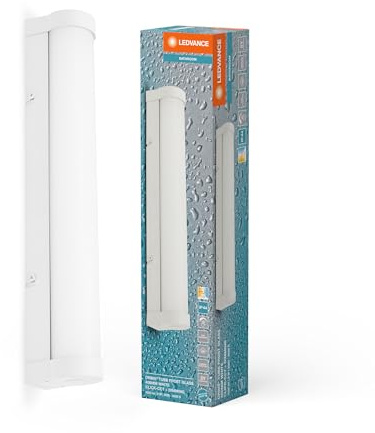 LEDVANCE ORBIS Tube Spiegel-/Wandleuchte mit LED, gefrostetes Glas/weiß, 9W, 900lm, dimmbar, 3000/4000K über Wandschalter einstellbar, 40cm Durchmesser, IP44 Schutz vor Fremdkörpern/Spritzwasser | , Mirror Lighting, 0.00 dia, , 1-Pack