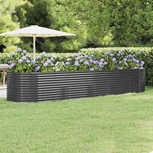 hochbeet wpc,blumenkasten mit wasserspeicher,Hochbeet Pulverbeschichteter Stahl 396x100x68 cm AnthrazitGeeignet für Garten, Terrasse, Schlafzimmer, Wohnzimmer