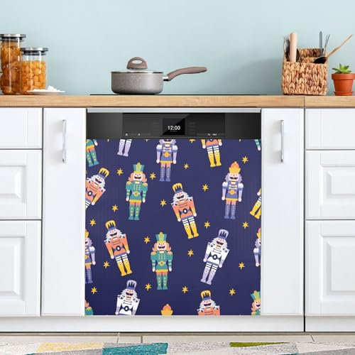 Cgiub Aimant de lave-vaisselle Casse-noisette de Noël - Aimant décoratif pour réfrigérateur - Autocollant magnétique pour appareils de cuisine - 58,4 x 66 cm