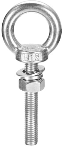 sourcing map Lifting Eye Bolt, 1 Set M12 x 60mm Eye Bolt with Nut Washer 304 Stainless Steel Shoulder Lifting Ring Eye Bolt for Hanging Item