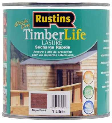 Rustin's Timberlife - Vernice per legno - per uso esterno ed interno - UV e 5 anni Protezione - Mogano scuro - 12 m²/L - 1 litro