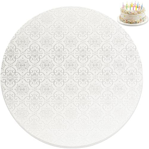 PixiPy Tabla para Tartas - 8 pulgadas / 20 cm, Redonda, Blanca - Bandeja de Cartón para Tambor - Base para Exhibición de Tartas en Niveles - Círculo Inferior Grueso