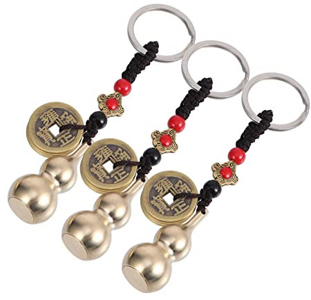 VALICLUD 3pcs Unique Design Key Pendant Gourd Keychain Auspicious Pendant for Bag Brass Fashion Accessory
