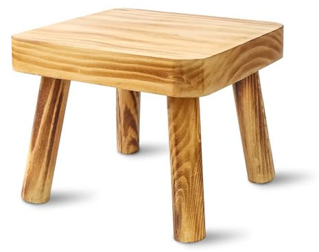TSKDKIT Wooden Plant Stool - Small Milking Stool and Display Stand, 25 x 23 x 20cm for Indoor Outdoor Garden Decoration