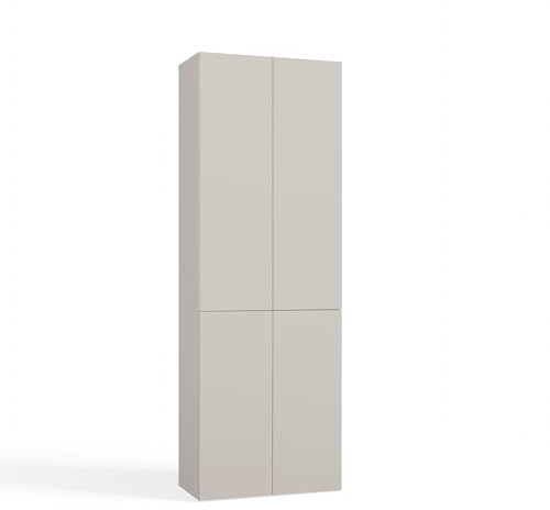 CDF Bad-Hochschrank NEL 1K DD | Farbe: Kaschmir (beige) | Modernes Badregal | Stauraumschrank | Geräumige Einlegeböden | Türen | Einfache Montage | Stilvolle Griffe