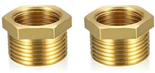 2 Stück Messing Reduzierstück 3/4 auf 1/2 Zoll adapter, AG/IG Reduzierung, Außengewinde auf Innengewinde Nippel, Zoll Innengewinde, Reduziernippel für Industrie, Gewerbe und Haushalt